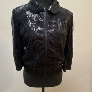 Ark&co Sequin Bomber Jacket with Detachable hoodie